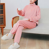 Winter Pajamas Sets Homewear With Pockets Design Thickened Coral Velvet Stand Collar Warm Pajamas Indoor Outdoor Casual Clothes - AL MONI EXPRESS