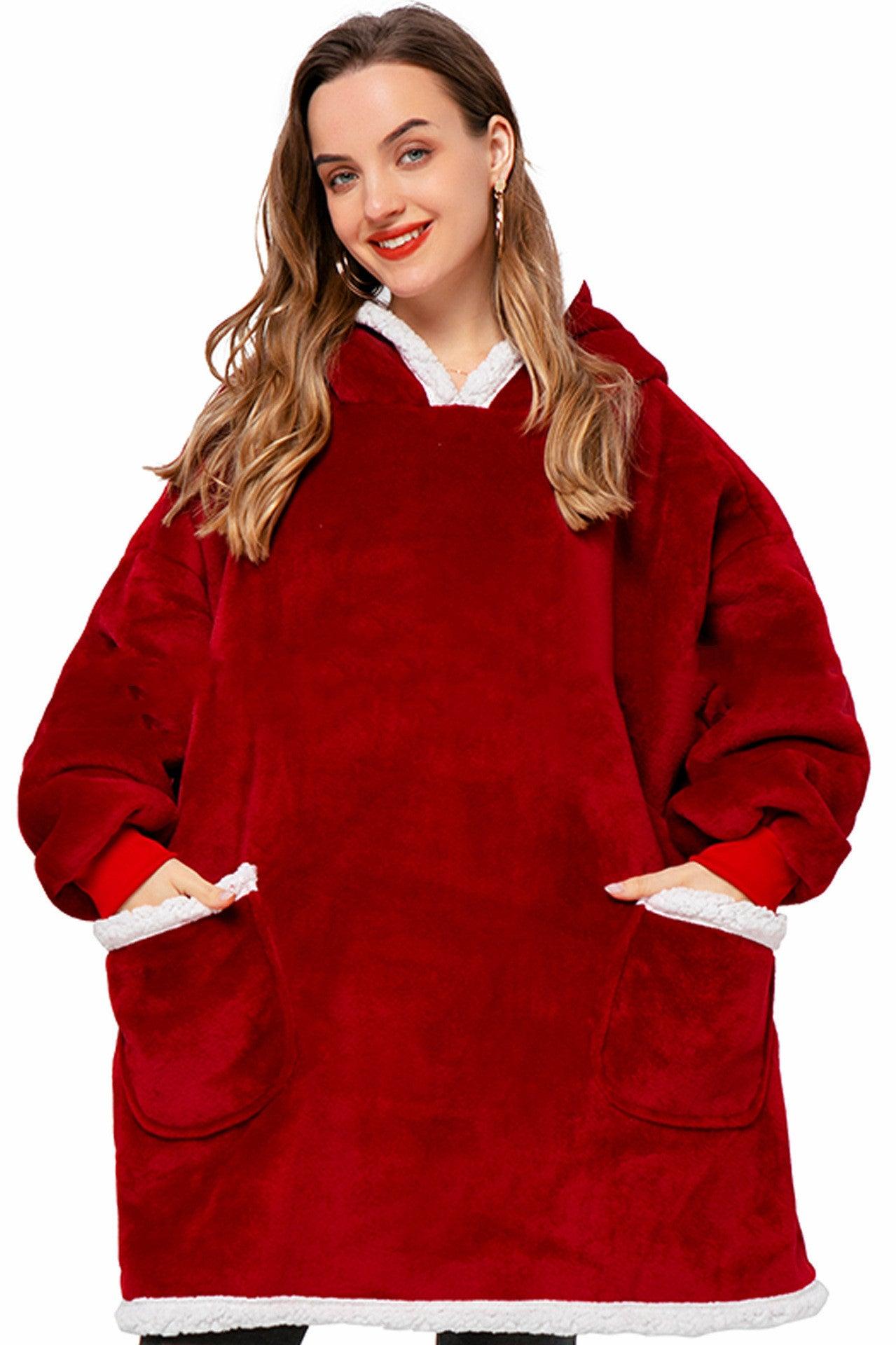 Winter TV Hoodie Blanket Winter Warm Home Clothes Women Men Oversized Pullover With Pockets - AL MONI EXPRESS