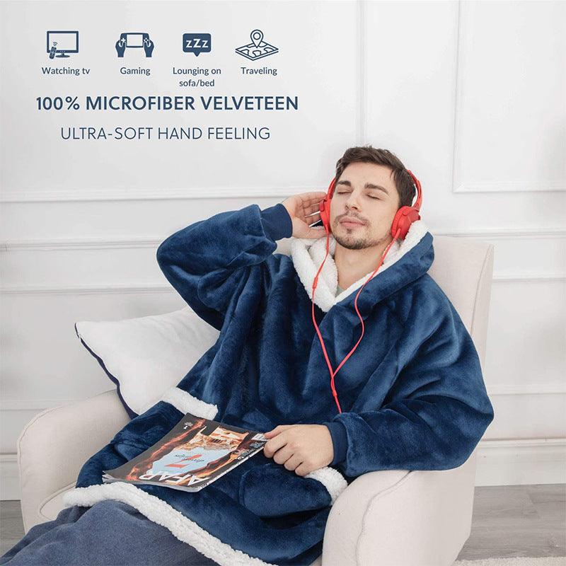 Winter TV Hoodie Blanket Winter Warm Home Clothes Women Men Oversized Pullover With Pockets - AL MONI EXPRESS