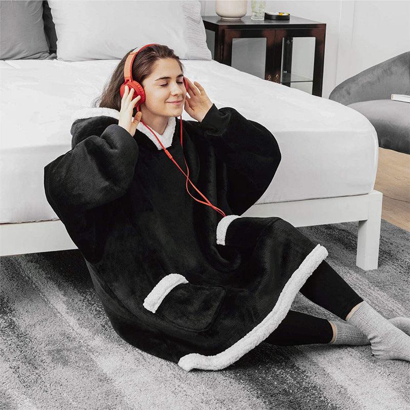 Winter TV Hoodie Blanket Winter Warm Home Clothes Women Men Oversized Pullover With Pockets - AL MONI EXPRESS