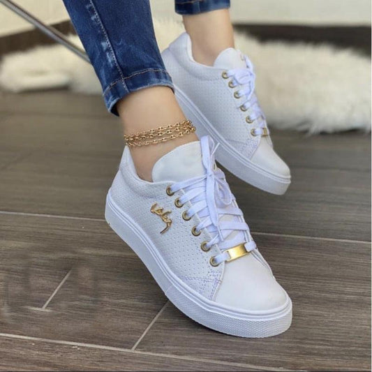 Women Flat Sneakers Breathable Lace-up Shoes For Girls - AL MONI EXPRESS