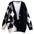 Women's Fashion Loose Retro V-Neck Lingerie Knit Cardigan - Almoni Express