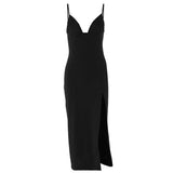 Women's Graceful And Fashionable Pleated V-neck Sling Dress - AL MONI EXPRESS