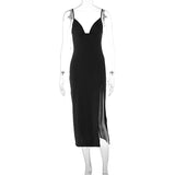 Women's Graceful And Fashionable Pleated V-neck Sling Dress - AL MONI EXPRESS