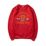 Women's Halloween Print Pumpkin Crew Neck Sweatshirt - Almoni Express