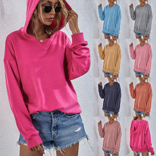 Women's Hoodie Sweatshirt Sports Casual Candy Color Long Sleeve Tops Clothes - AL MONI EXPRESS