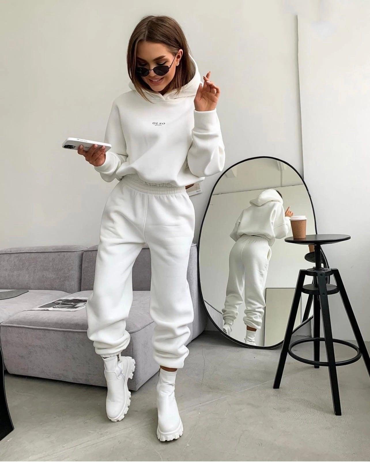 Women's Knitted Fleece Casual Suit Two-piece Set - AL MONI EXPRESS