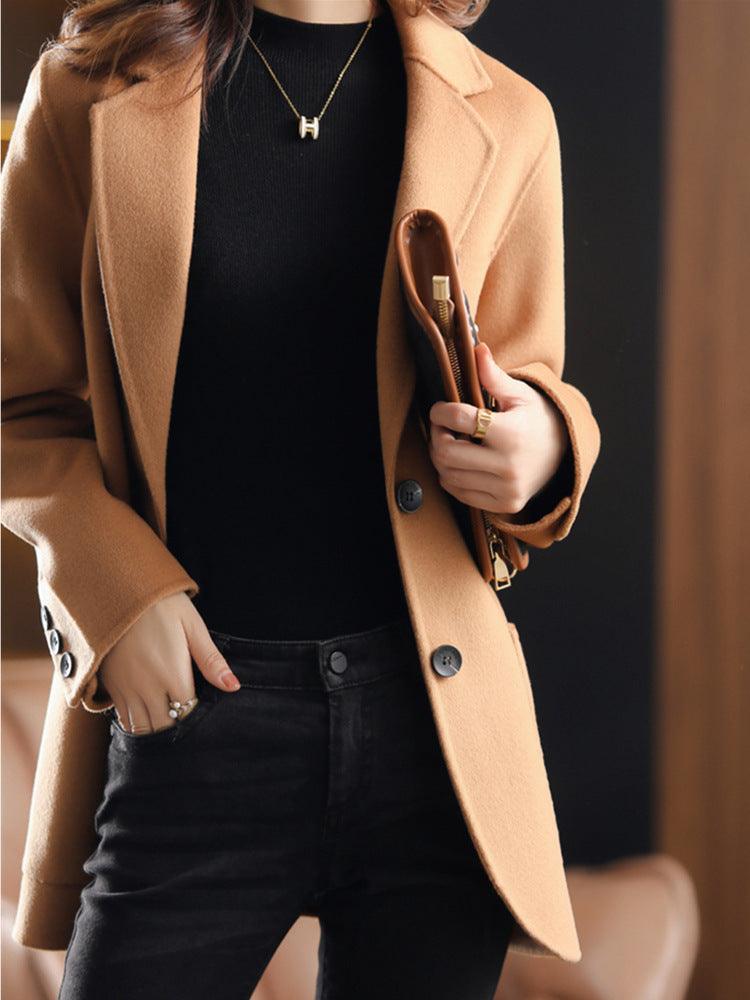 Women's Korean-style Casual Thickening Woolen Coat - Almoni Express