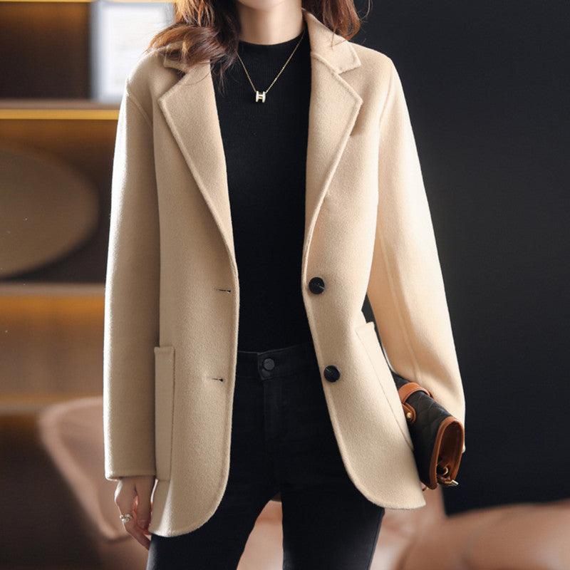 Women's Korean-style Casual Thickening Woolen Coat - Almoni Express