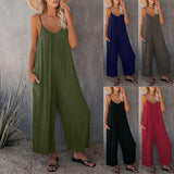 Women's Loose Sleeveless Jumpsuits Romper Jumpsuit With Pockets Long Pant Summer - AL MONI EXPRESS