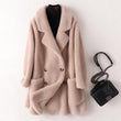 Women's Mid-length Loose Wool Sheep Shearing Coat - Almoni Express