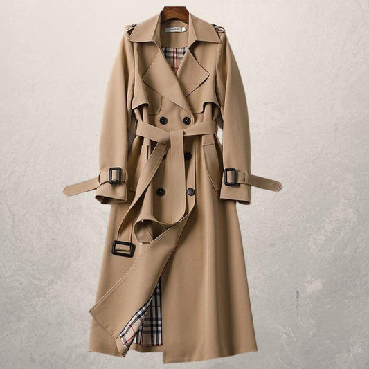 Women's Mid-length Trench Coat Autumn Long Windbreaker - AL MONI EXPRESS