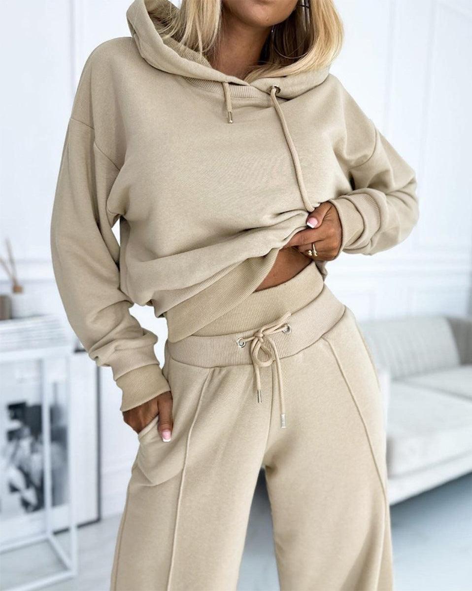 Women's Patchwork Popular Hooded Sweater Two-piece Set - AL MONI EXPRESS