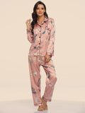 Women's Print Pajama Set Long Sleeve Tops And Pants Loungewear Sleepwear - AL MONI EXPRESS