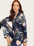 Women's Print Pajama Set Long Sleeve Tops And Pants Loungewear Sleepwear - AL MONI EXPRESS