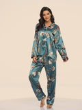 Women's Print Pajama Set Long Sleeve Tops And Pants Loungewear Sleepwear - AL MONI EXPRESS