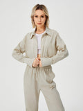 Women Two Piece Outfits For Women Long Sleeve Button Down Wide Leg Loungewear Pajama Set - AL MONI EXPRESS