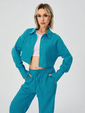 Women Two Piece Outfits For Women Long Sleeve Button Down Wide Leg Loungewear Pajama Set - AL MONI EXPRESS