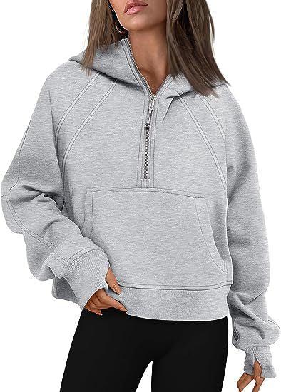 Zipper Hoodies Sweatshirts With Pocket Loose Sport Tops Long Sleeve Pullover Sweaters Winter Fall Outfits Women Clothing - AL MONI EXPRESS