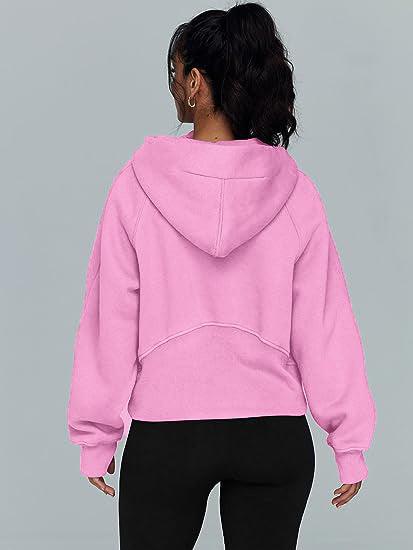 Zipper Hoodies Sweatshirts With Pocket Loose Sport Tops Long Sleeve Pullover Sweaters Winter Fall Outfits Women Clothing - AL MONI EXPRESS