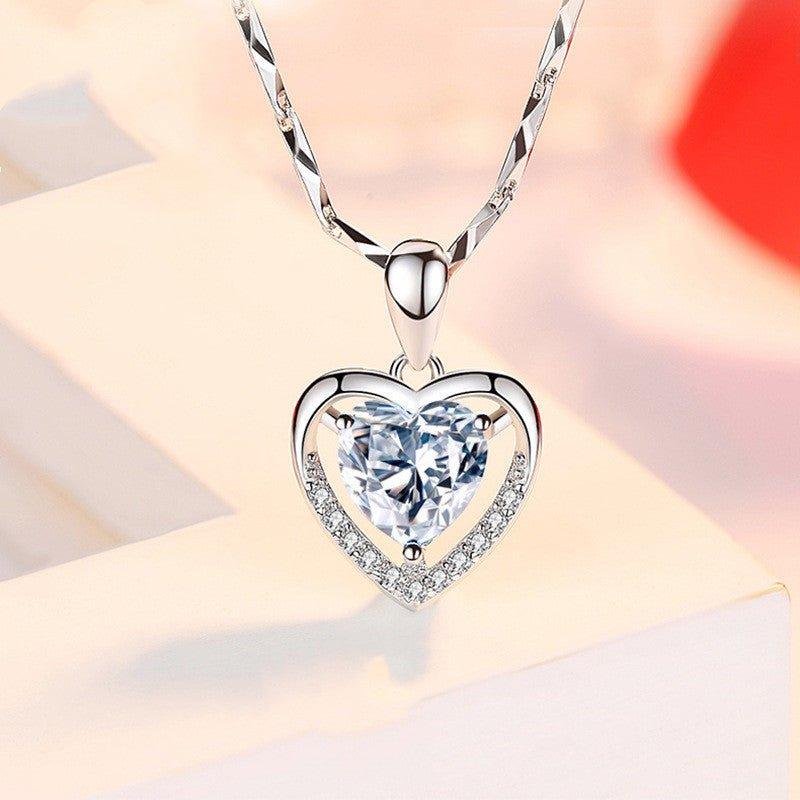 925 Heart-shaped Rhinestones Necklace Luxury Personalized Necklace For Women Jewelry Jewelry Valentine's Day Gift - AL MONI EXPRESS