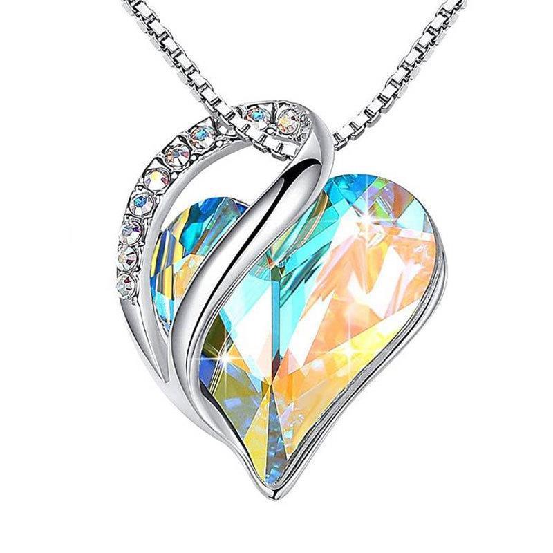 925 Sliver Heart Shaped Geometric Necklace Jewelry Women's Clavicle Chain Valentine's Mothers Day Gift - AL MONI EXPRESS