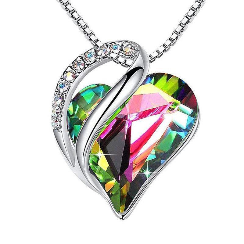 925 Sliver Heart Shaped Geometric Necklace Jewelry Women's Clavicle Chain Valentine's Mothers Day Gift - AL MONI EXPRESS