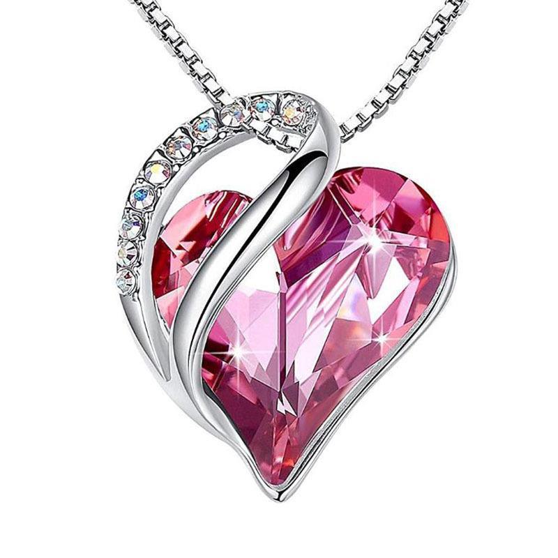 925 Sliver Heart Shaped Geometric Necklace Jewelry Women's Clavicle Chain Valentine's Mothers Day Gift - AL MONI EXPRESS