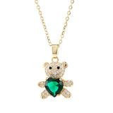 Copper Micro Inlaid Zircon Bear Love Gem Necklace - AL MONI EXPRESS