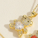 Copper Micro Inlaid Zircon Bear Love Gem Necklace - AL MONI EXPRESS