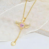 Cupid Heart Angel Wings Tassel Necklace Clavicle Chain Women Jewelry Gift Valentine's Day - AL MONI EXPRESS