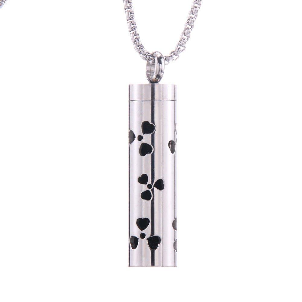 Cylinder Love Aromatherapy Pendant Perfume Essential Oil Stainless Steel Necklace - AL MONI EXPRESS