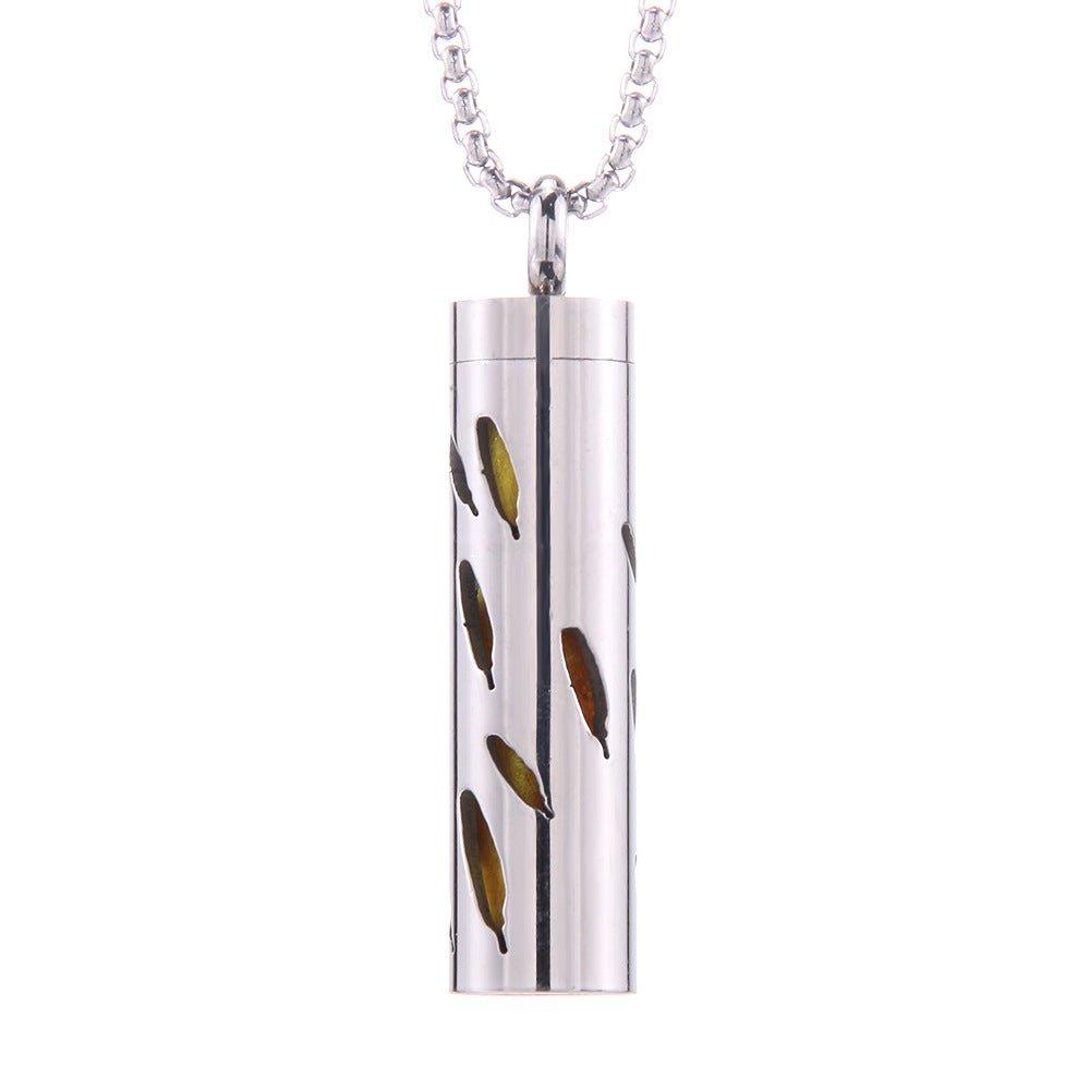 Cylinder Love Aromatherapy Pendant Perfume Essential Oil Stainless Steel Necklace - AL MONI EXPRESS