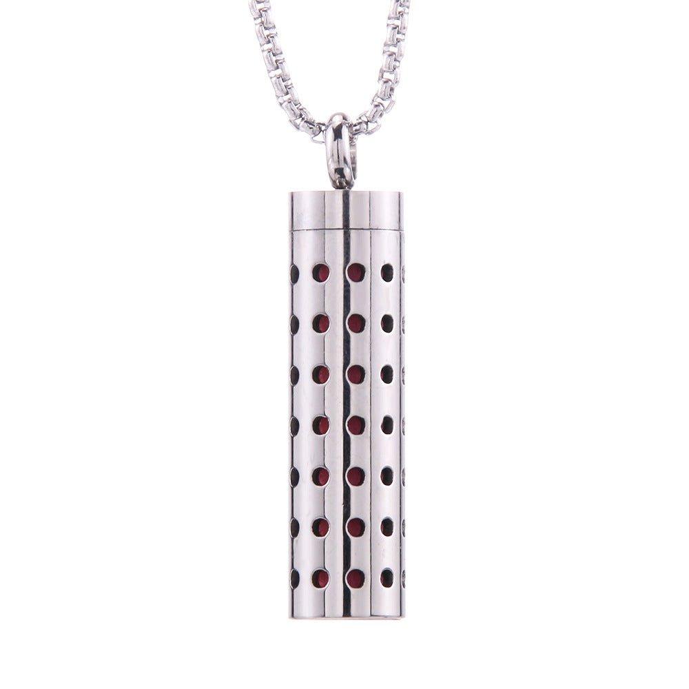 Cylinder Love Aromatherapy Pendant Perfume Essential Oil Stainless Steel Necklace - AL MONI EXPRESS