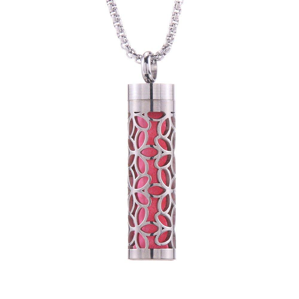 Cylinder Love Aromatherapy Pendant Perfume Essential Oil Stainless Steel Necklace - AL MONI EXPRESS