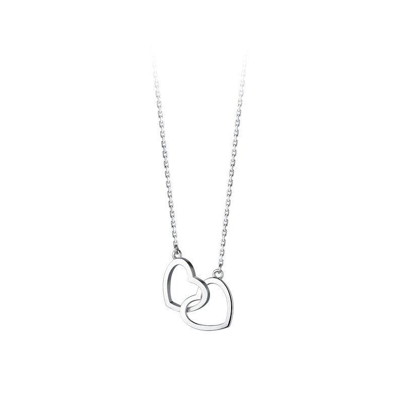 Double Heart Interlocking Titanium Steel Necklace Jewelry - AL MONI EXPRESS