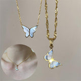 Electroplated 18K Golde Butterfly Necklace Women Clavicle Chain - AL MONI EXPRESS