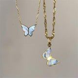 Electroplated 18K Golde Butterfly Necklace Women Clavicle Chain - AL MONI EXPRESS