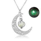 Fashion Moon Natural Glowing Stone Healing Necklace Women Gift Charm Luminous Pendant Necklace Jewelry - AL MONI EXPRESS