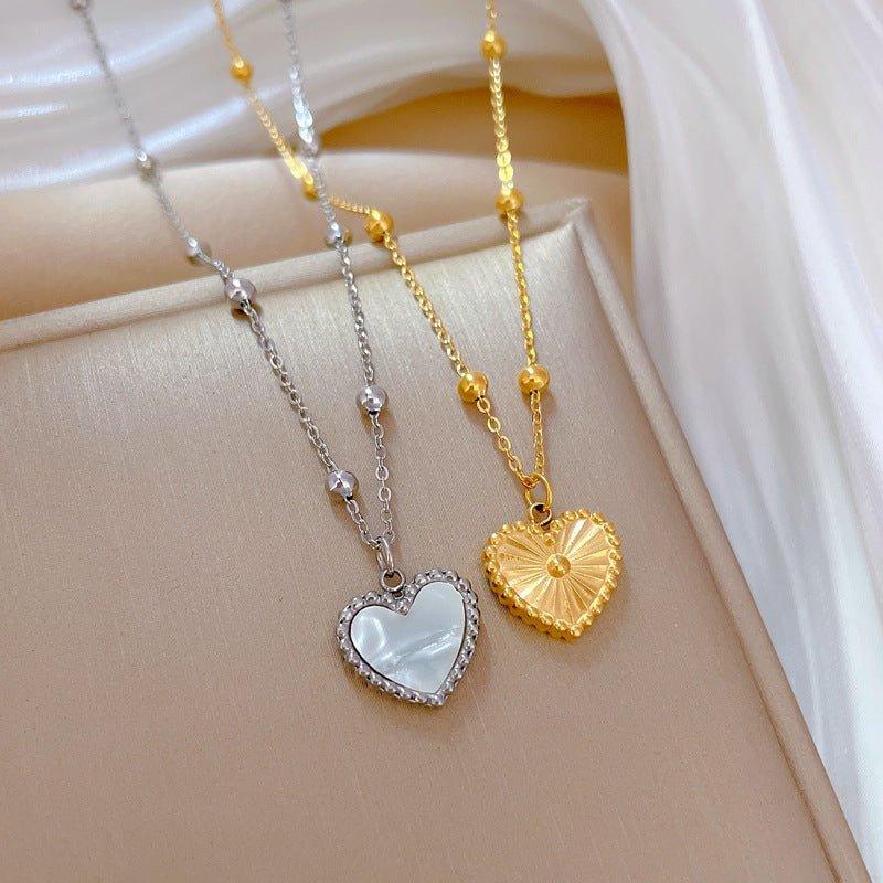 Heart-shape Love Necklace For Valentines Day Temperamental Personality Minimalist Stove Real Gold Necklace Female - AL MONI EXPRESS