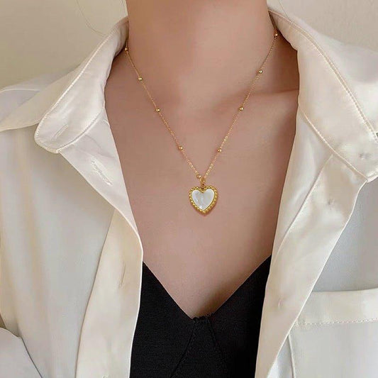 Heart-shape Love Necklace For Valentines Day Temperamental Personality Minimalist Stove Real Gold Necklace Female - AL MONI EXPRESS