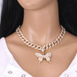 Hip Hop Trend Ins Style Diamond Butterfly Cuban Pull Daikin Clavicle Chain Unisex - AL MONI EXPRESS