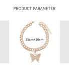 Hip Hop Trend Ins Style Diamond Butterfly Cuban Pull Daikin Clavicle Chain Unisex - AL MONI EXPRESS