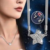 Magnetic Five-pointed Star Necklace With Rhinestones Stainless Steel Clavicle Chain Personalized Designer Necklace Women Jewelry Gifts - AL MONI EXPRESS