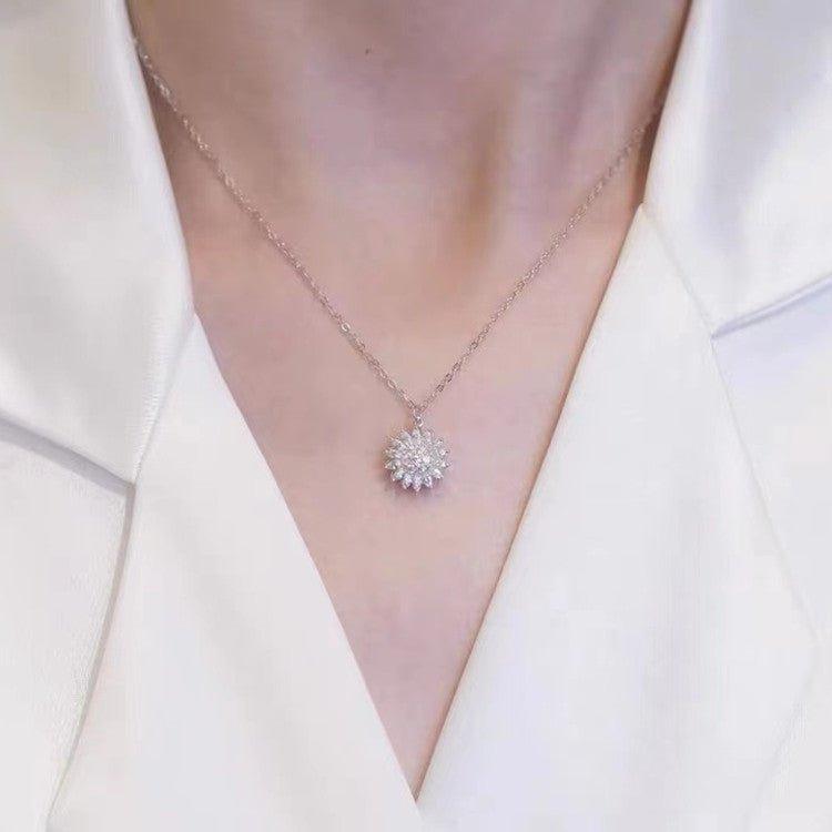 Rotatable Sunflower Necklace Full Of Diamonds - AL MONI EXPRESS