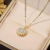 Rotatable Sunflower Necklace Full Of Diamonds - AL MONI EXPRESS