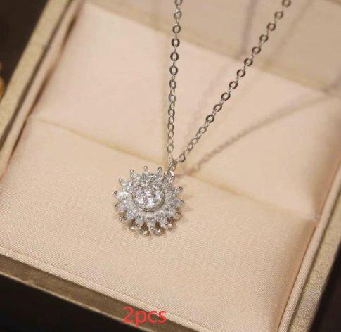 Rotatable Sunflower Necklace Full Of Diamonds - AL MONI EXPRESS