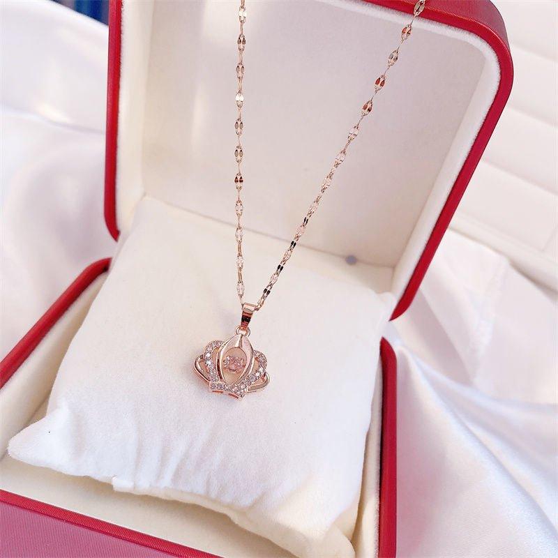 Valentines Day Gift Perfume Bottle Pendant Titanium Steel Necklace Korean Trend Zircon Luxury Female Necklace Charm Jewelry Gift Fashion Jewelry Woman - AL MONI EXPRESS