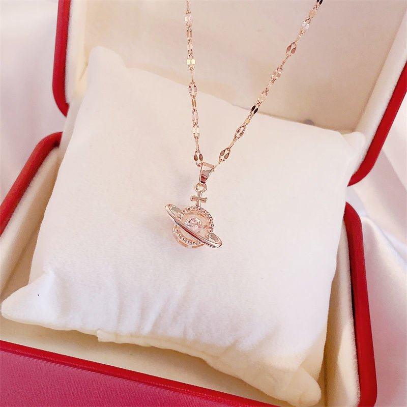 Valentines Day Gift Perfume Bottle Pendant Titanium Steel Necklace Korean Trend Zircon Luxury Female Necklace Charm Jewelry Gift Fashion Jewelry Woman - AL MONI EXPRESS