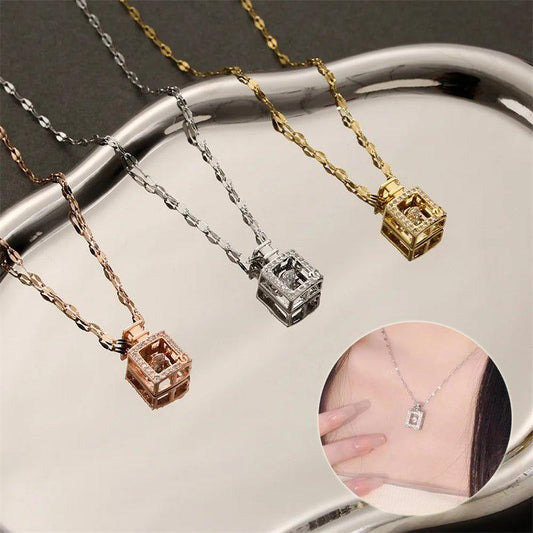 Valentines Day Gift Perfume Bottle Pendant Titanium Steel Necklace Korean Trend Zircon Luxury Female Necklace Charm Jewelry Gift Fashion Jewelry Woman - AL MONI EXPRESS